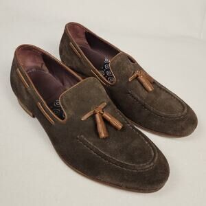 Ted Baker Wharen Suede Tassel Loafer Size 8 Designer Leather Quiet Luxury SlipOn